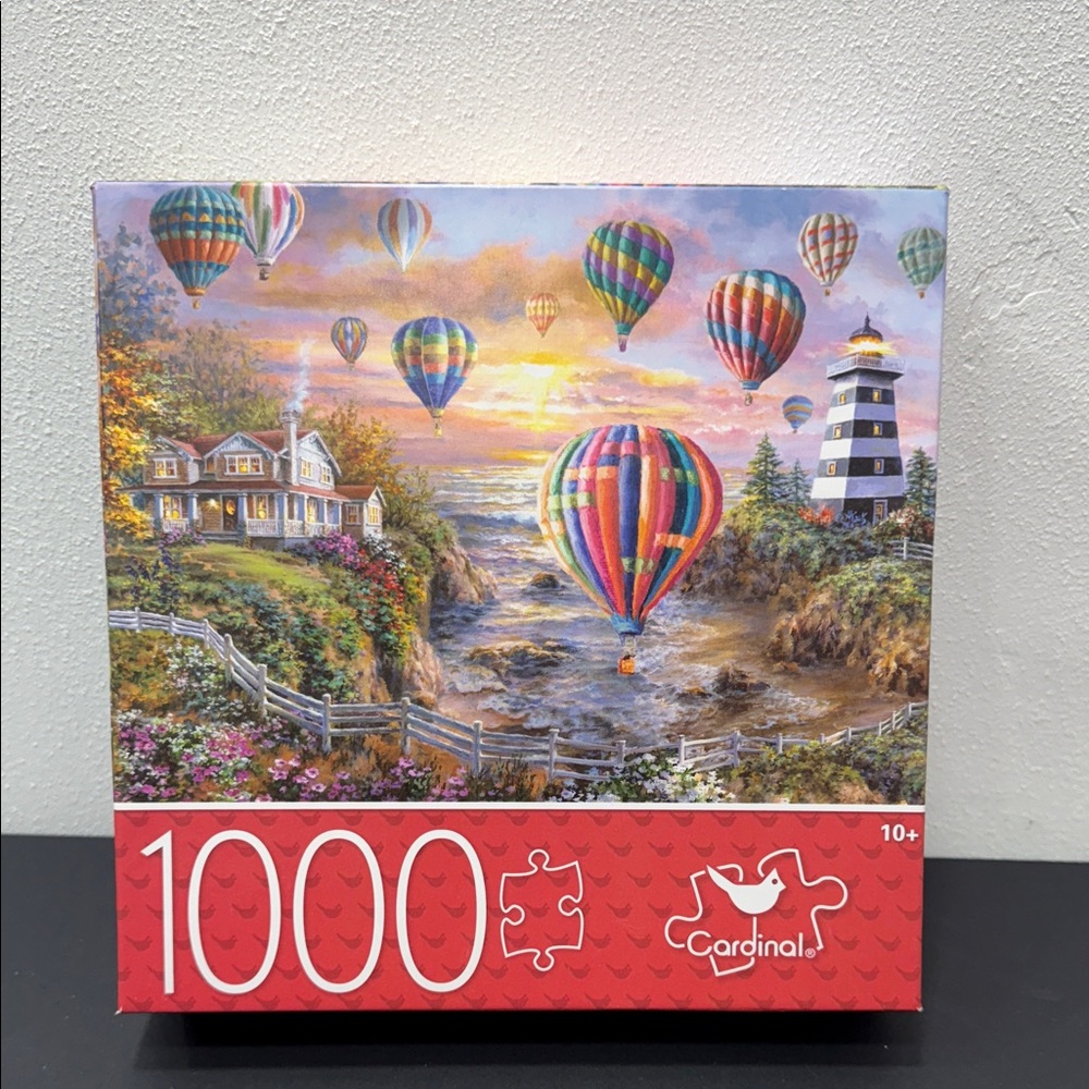 Balloons Over Cottage Cove Hot Air Balloon jigsaw Puzzle 1000 pcs new Cardinal